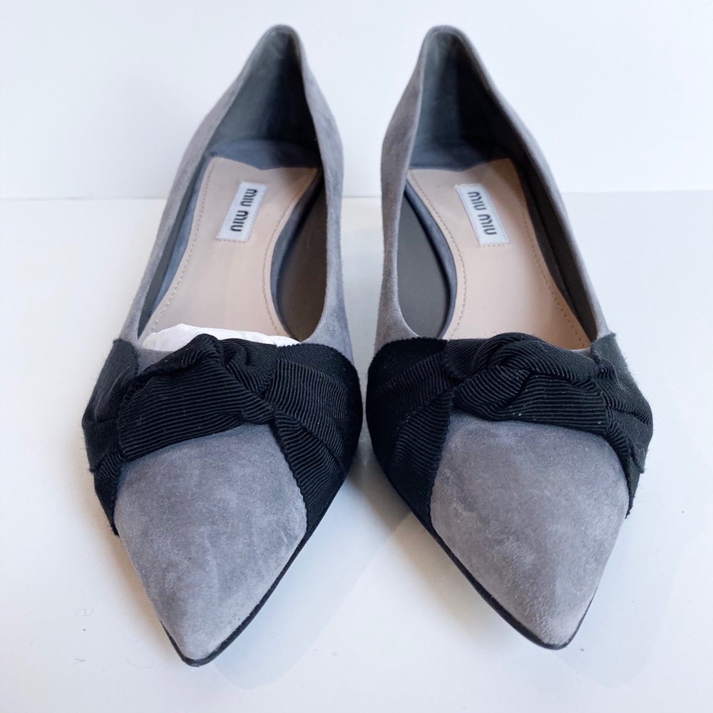 Authentic MIU MIU Pointed Suede Kitten Heels - Picture 1 of 7